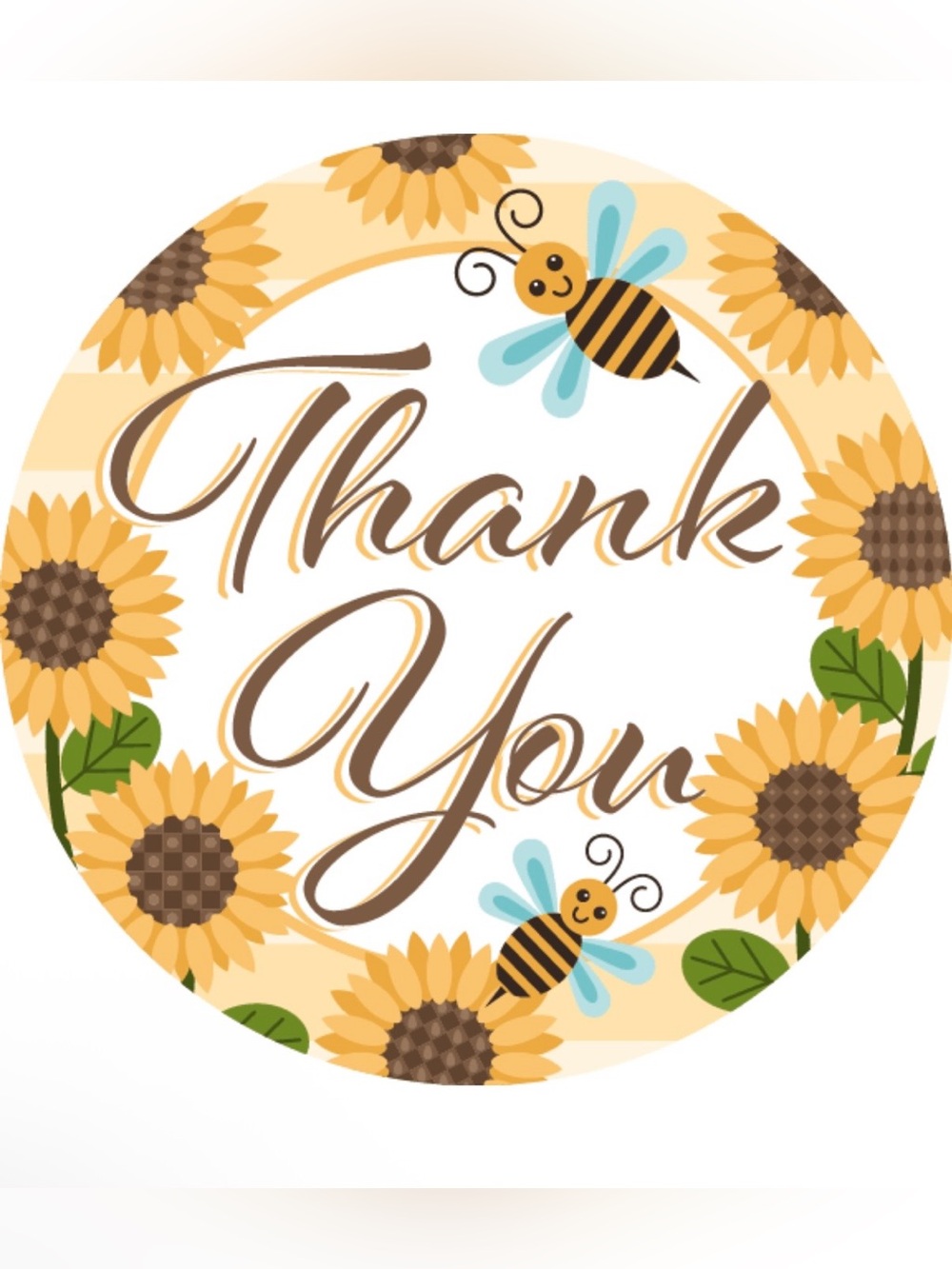 500 Count 1.5” Thank You Stickers Roll Sunflower Bee Small Business Packaging - Picture 2 of 3